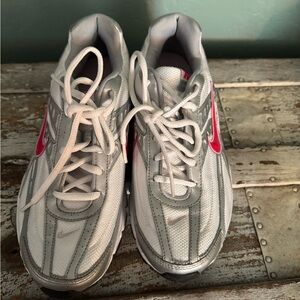 Nike Metallic Silver and Pink Athletic Shoes